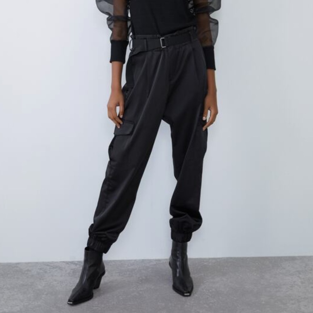 Zara satin cargo pants